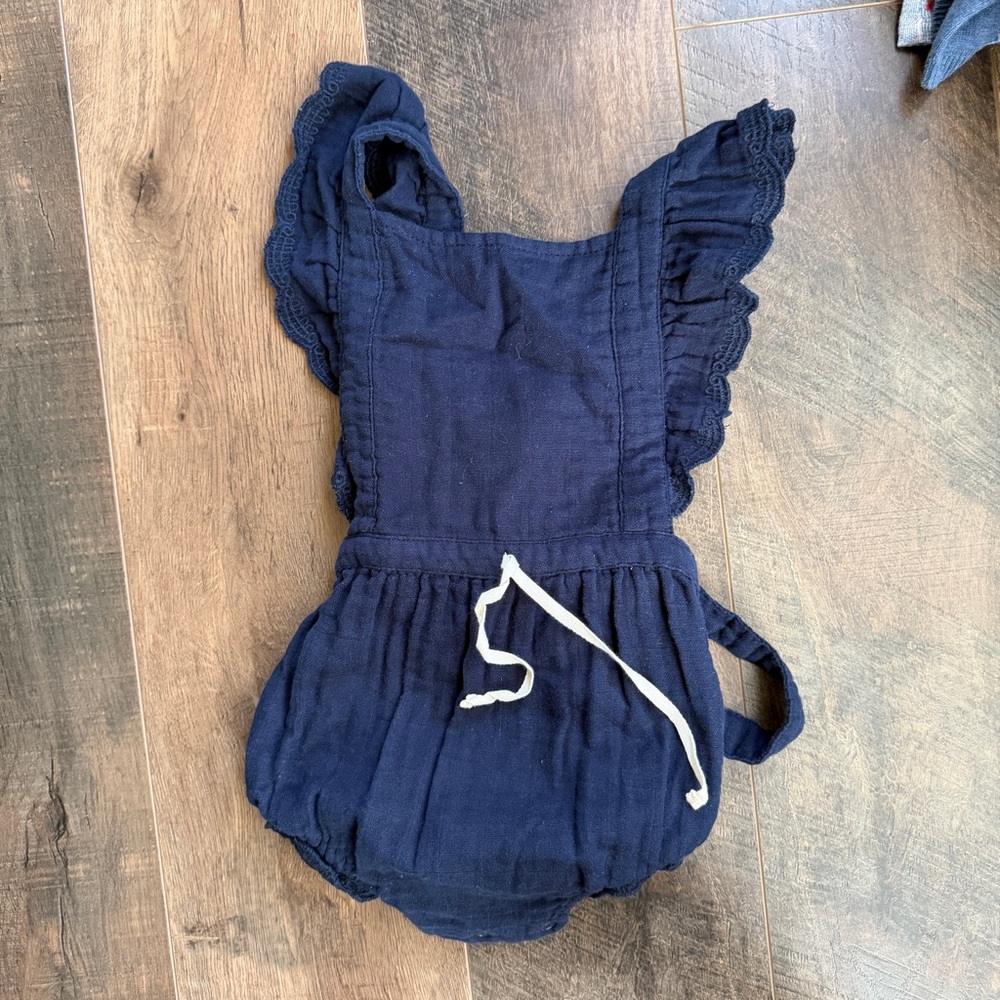 Jamie Kay Navy Blue Ruffle Strap Romper
